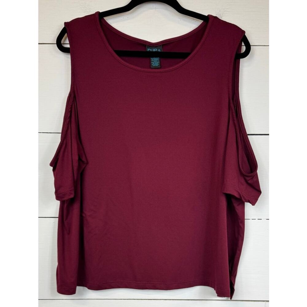 Rue+ Red Cold Shoulder Blouse Women's 2X